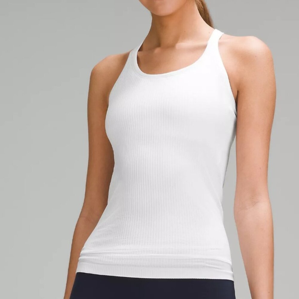 Lululemon White Ebb to Street Tank Top Light Support, B/C Cup Sz 4